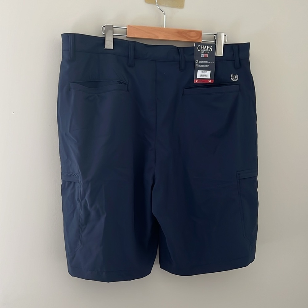 Chaps Mens Navy Cargo Golf Shorts Size 36 Comfort Stretch NWT - Picture 2 of 6